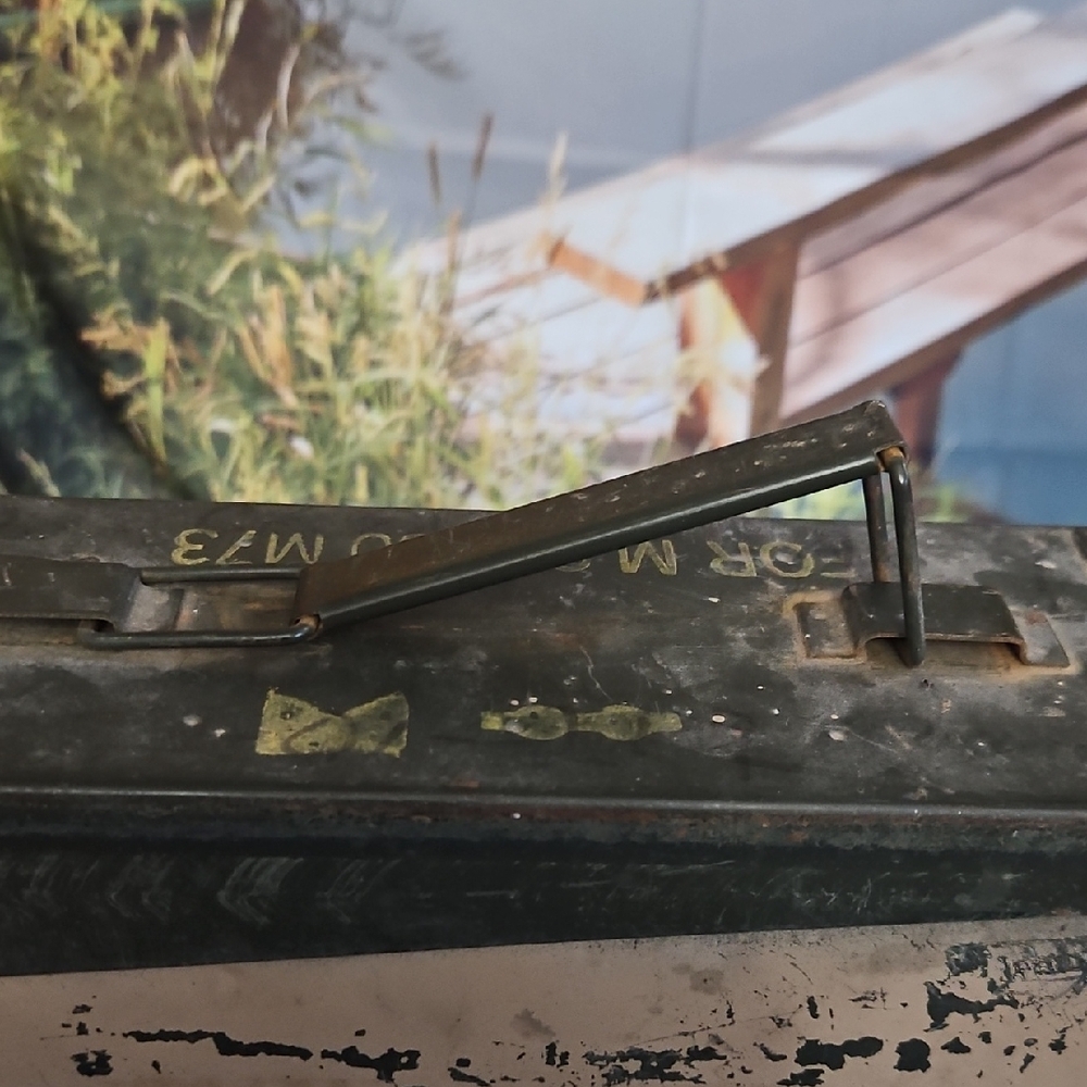 Vintage Metal Ammo Box - Army Green And Gray - Picture 10 of 16